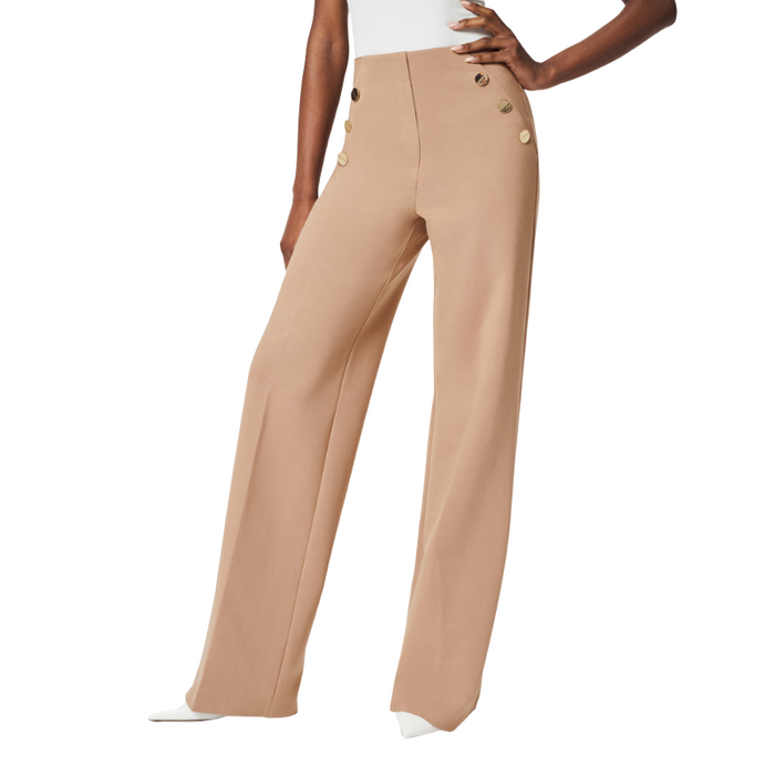 Button Wide Ponte Pants