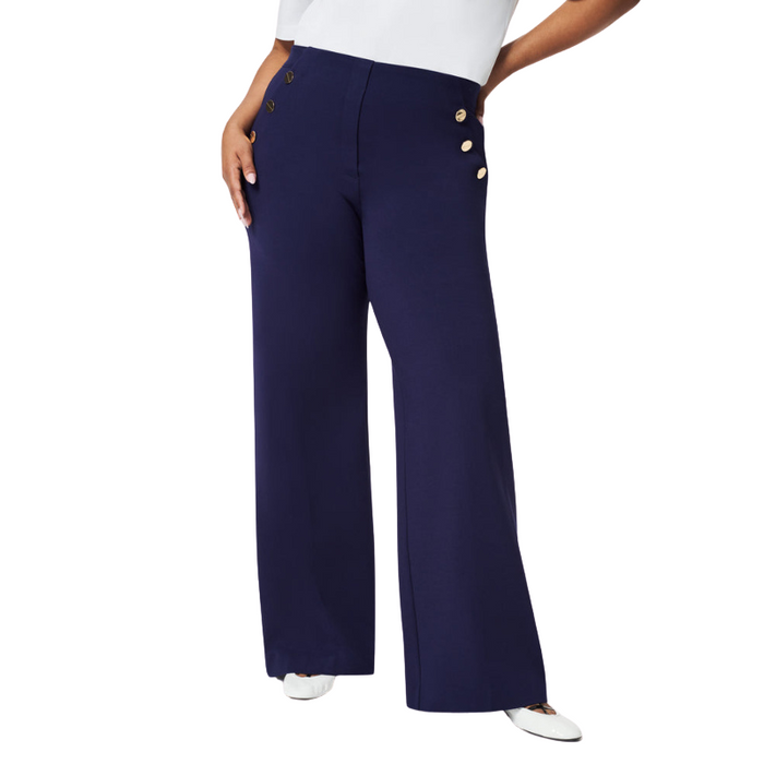 Button Wide Ponte Pants