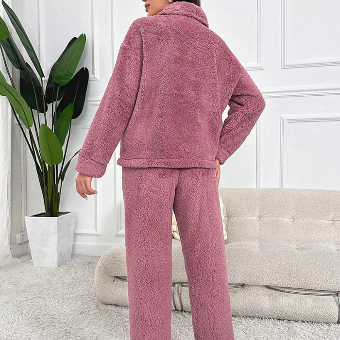 Dual Pocket Flannel Lounge Set