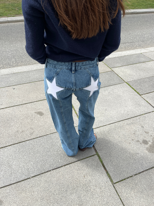 Star Jeans With White Stars