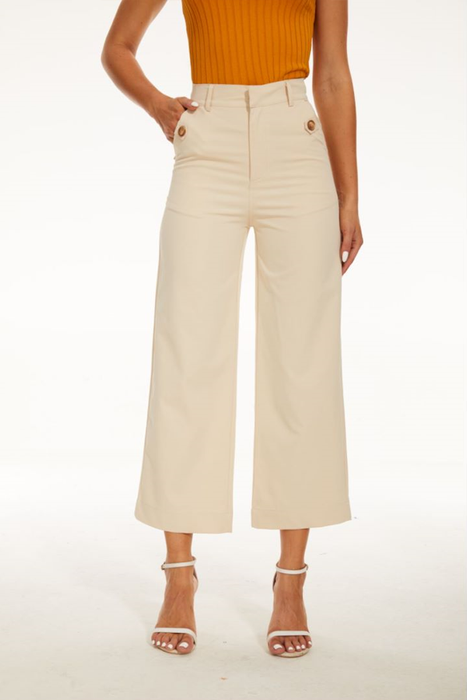 Stretch Twill Cropped Wide Leg Pant