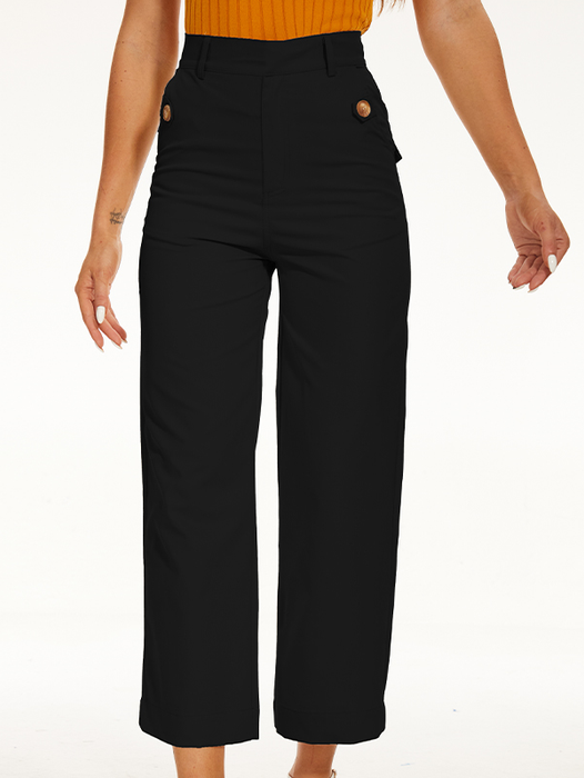 Stretch Twill Cropped Wide Leg Pant