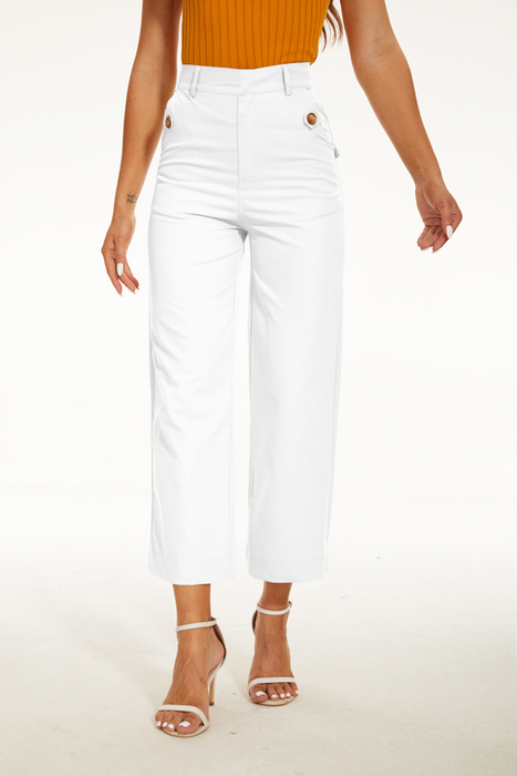 Stretch Twill Cropped Wide Leg Pant