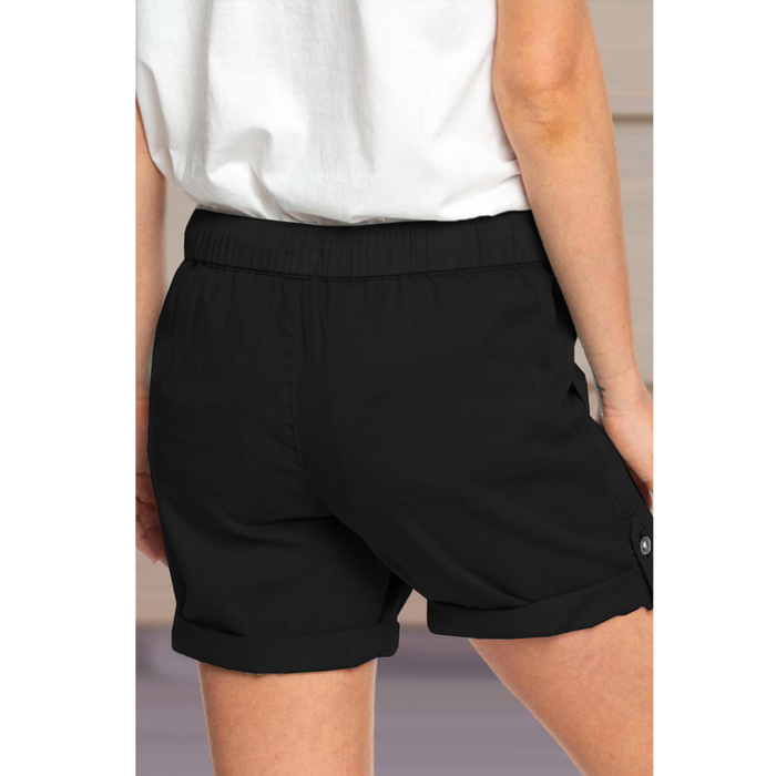 Solid Color Straight Leg Casual Shorts