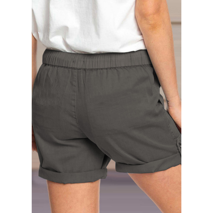 Solid Color Straight Leg Casual Shorts