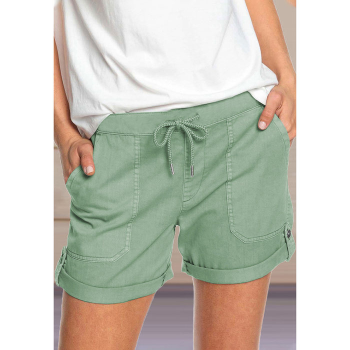 Solid Color Straight Leg Casual Shorts