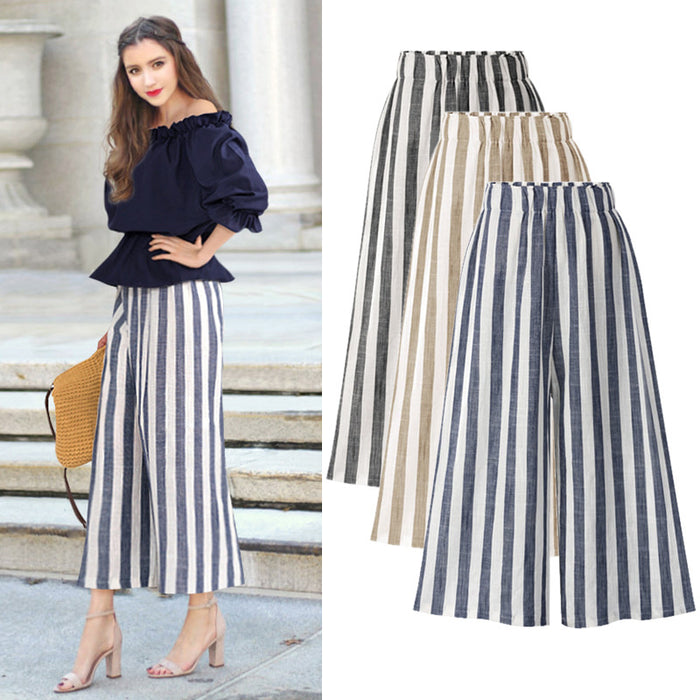 Thin Loose Striped Pants High Waisted Style